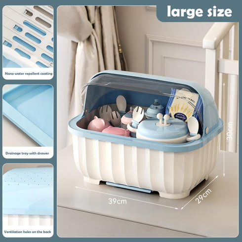 KALWEL Baby Bottle Storage,Baby Bottle Drying Rack,Baby Bottle Dryer,Baby Bottle Drying Rack with Cover,Lid, Drawer