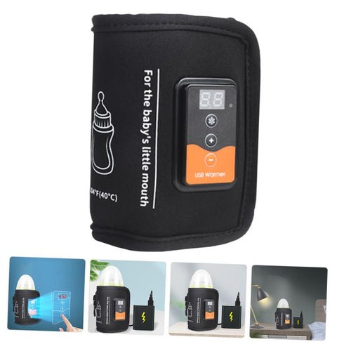 USB Reusable Bottle Warmer with Adjustable Temperature LCD Display Insulated Feeding Bottle Wrap for Travel and Night