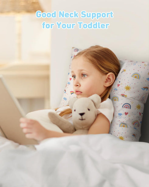 Pillow,13X18 Babebay Toddler Soft Toddler Pillows for Sleeping, Machine Washable Kids Pillow with Cotton Pillowcase