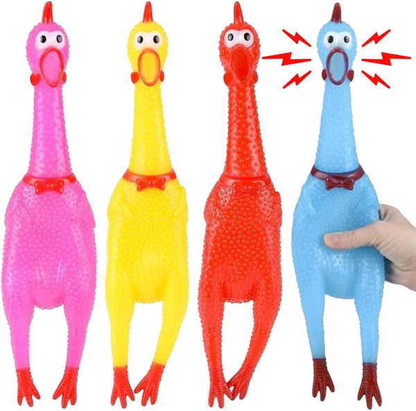 ArtCreativity Screaming Chicken Toys, Set of 4, Easter Party Favors, Hilarious Squeeze