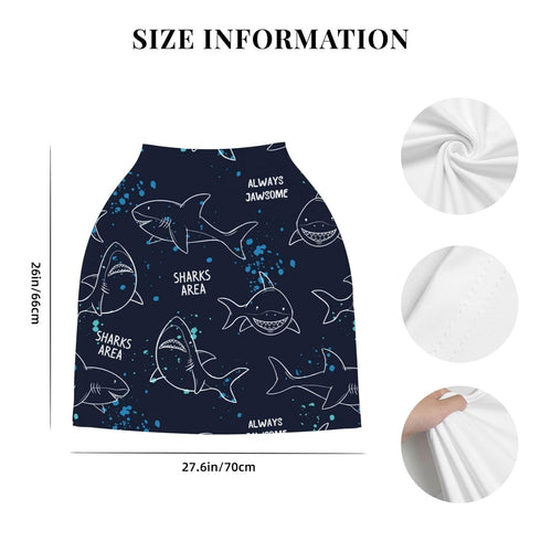 Schgap Sharks Baby Car Seat Covers Canopy, Nursing Cover Breastfeeding Baby Carrier Cover Stroller Cover for Newborn