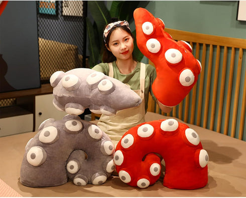Octopus Tentacles Plush Pillow, Stuffed Animal Gift for Kids Adults (17.7 * 13.7in, Red)