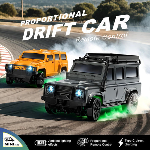 BEACONDESI 1:64 4WD 2.4GHz Desktop RC Drift Muscle Truck, Proportional Steering & Rig Gun Remote Car, Type-C Fast