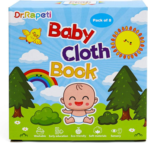 Dr.Rapeti Soft Cloth Baby Books, 8-Pack Washable Crinkle Books for Infant Toddler Learning Gifts