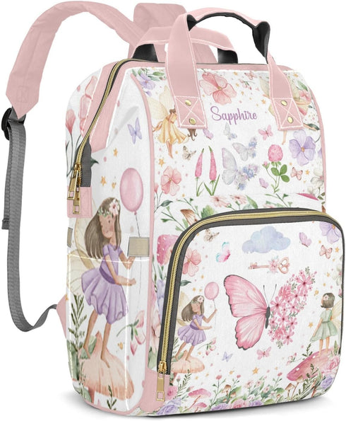 LiSoAkWE Backpack Backpack Mommy Backpack Fairy Garden Watercolor Butterfly Personalized Diaper Bag