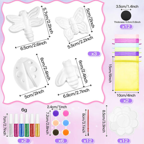 Gemscream 60 Pcs Plaster Painting Fairy Art Party Favors for Kids DIY Statues Craft Butterfly Insect Activities