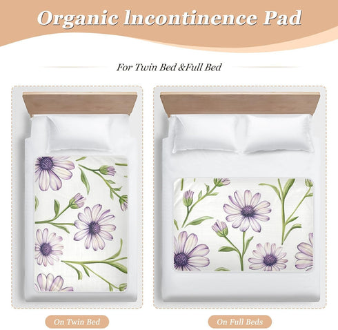FRODOTGV 52" 34" Light Purple Florals Extra Large Resuable Baby Bed Pad Water Resistant Mattress Pad Non-Slip Pee Mats