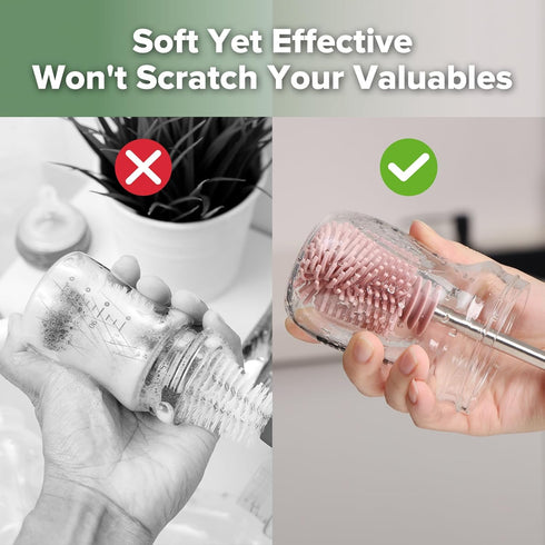 '-1pk haakaa Cleaning Brush Silicone Bottle Brush Double-Ended Soft Silicone Bristles for Breast Pumps, Breast Milk