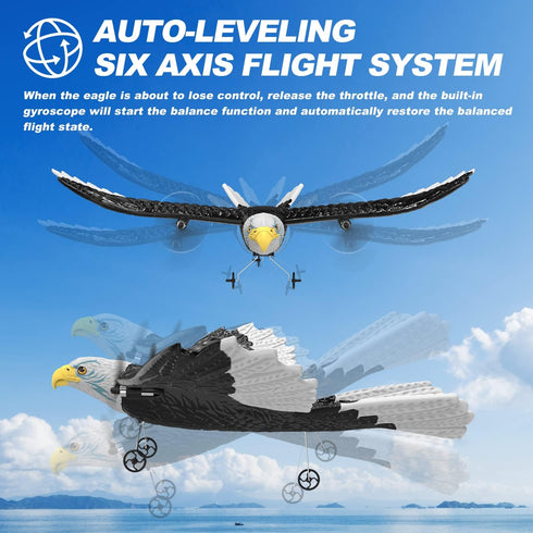 2.4GHZ 2CH 2 6-axis DEERC RC Plane, Remote Control Eagle Plane, RTF Airplane, Flying Bird with Batteries & Propeller