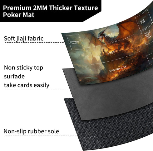 Playmat for MTG: Card Playmat Stitched with Magic Zones for TCG and Board Games, Game Mat 24 x 14 inches-Firedragon