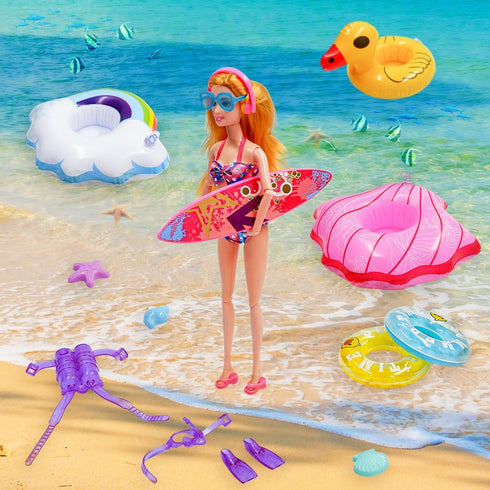 36Pcs Doll Clothes Accessories - Girl Doll Swimsuit Series for 11.5'' Dolls with Beach Accessories Included