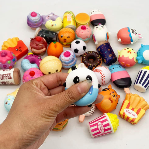 30 Pack Squishies Sets, Slow Rising Kawaii Cute (1pc Jumbo + 29pcs Medium/Mini Size) Random Cake Bread Panda Bun