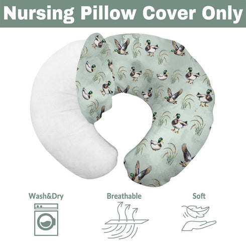Vintage Mallard Ducks Baby Nursing Pillow Covers for Boy Girl Hunting Duck Green Leaves Nursing Slipcovers
