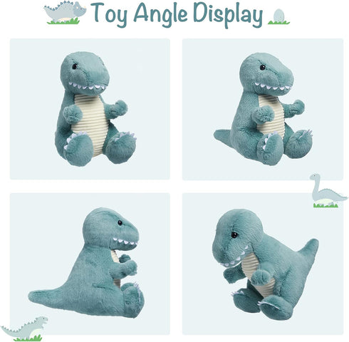 TCBunny Baby Dinosaur Bedtime Stuffed Animal, 12" Plush Toy for Birthday, Valentine, Christmas (T-Rex, Blue)