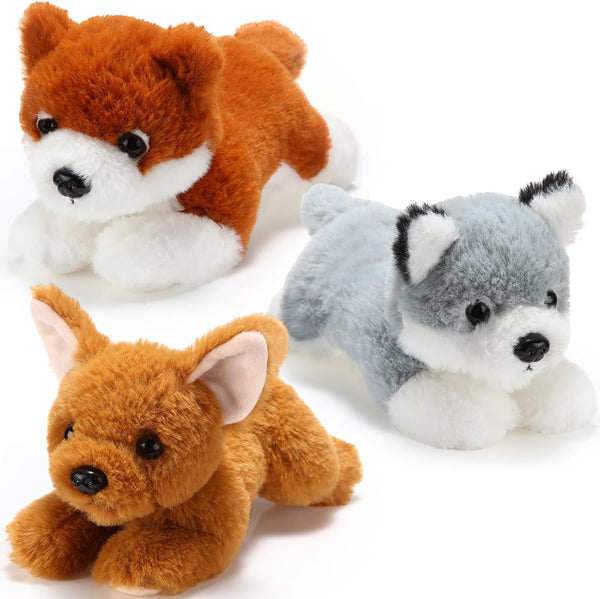 Skylety 3 Pcs 7.87 Inches Dog Stuffed Animal Plush, Soft Plush Dog Pillow Toy Fluffy Puppy Set for Christmas