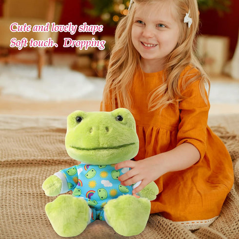 9-Inch Cute Frog Plush - Soft Stuffed Animal Toy, Kawaii Doll Gift for Kids, Green Plushie
