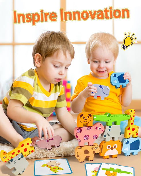 1 2 3 2-4, 10 Pack Toy,1 2 3 Maaacute Montessori Toys for Year Old Boys Girls, Toddler Toys Age Wooden Animal Blocks