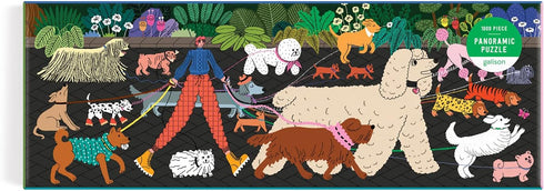 Galison Dog Walk Panoramic Puzzle, 1,000 Pieces, 39” x 14” – Colorful Landscape Jigsaw Puzzle for Family Activity