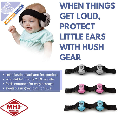 Mommy's Helper Hush Gear Noise Cancelling Headphones for Infants, Ear Protection (Blue)