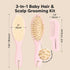 Set Baby Hair Brush and Comb for Newborn and Baby Washcloths Bundle - Natural Wooden Hairbrush with Soft Goat Bristles