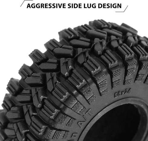 INJORA 1.0 Tires - 58 * 24mm All Terrain Super King Trekker Soft Sticky Tires for TRX4M 1/18 1/24 RC Crawler