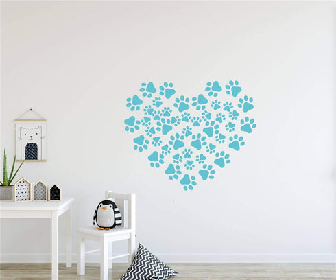 49 Pieces/Set Dog Paws Wall Decals, Vinyl Pawprints Sticker Animal Footprint Wall Art for Kids Nursery Decor