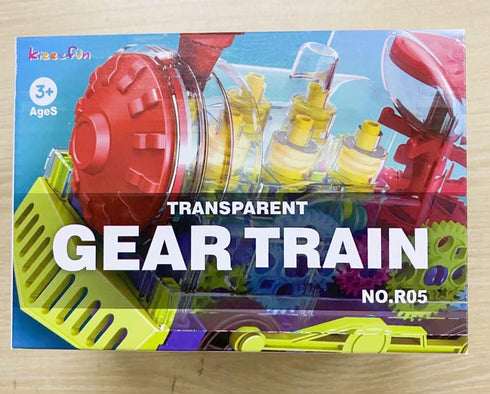 Kizeefun Light Up Train Toy for Toddlers: Educational Crawling Transparent Gear Car Toy with Cool Light and Music