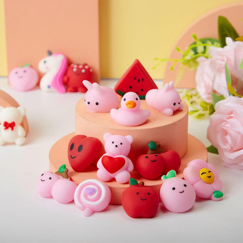 36 Packs JOYIN Valentines Day Mochi Squishy Toys, Stress Relief Fidget Toy, Cute Miniature Novelty Squeeze Toys