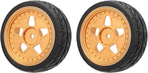 VBESTLIFE RC Car Tires, Aluminum Alloy Rubber Wheel Rims Replacement for ZD Racing 1/16 S16 EX16 (2Pcs)