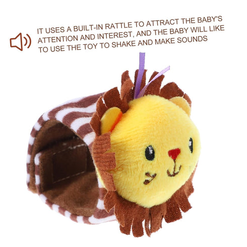 Toyvian 1pc Baby Lion Wrist Rattle Plush Puzzle, Musical Toy Bell, Snap Bracelet, Xmas New Year Jingle Bell Toy