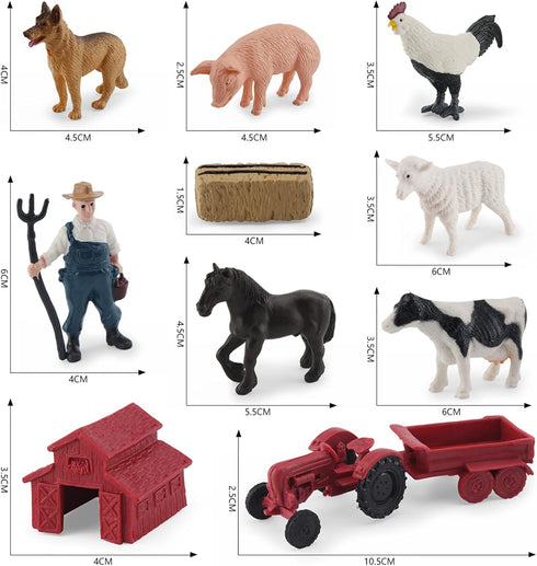 MEMOVAN Realistic Mini Barn Farm Toys Tractor Playset - Plastic Farm Animals, Cake Toppers, Toy Truck