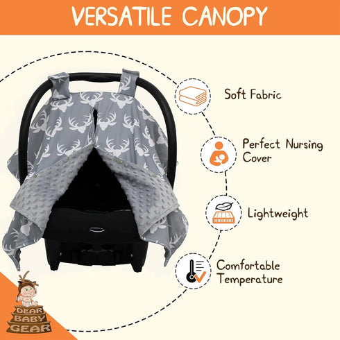 40x30 Cozy Dear Baby Gear - Car Seat Canopy, Infant Carrier Cover for Boys & Girls, Fall, Nursing & Stroller Use