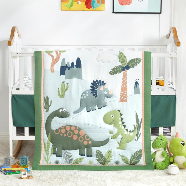 Wowelife Dinosaur Crib Bedding Set for Boys, Premium 3-Piece Baby Crib Bedding