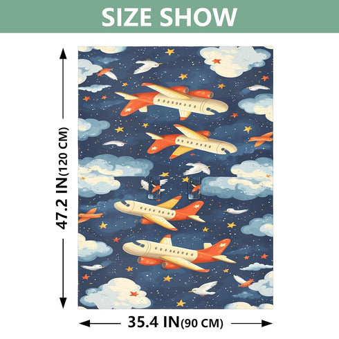 Dalzium Bright Airplanes with Clouds and Seagulls Car Seat Cover Baby, Carseat Canopy Cover for Girl Boy, Breathable
