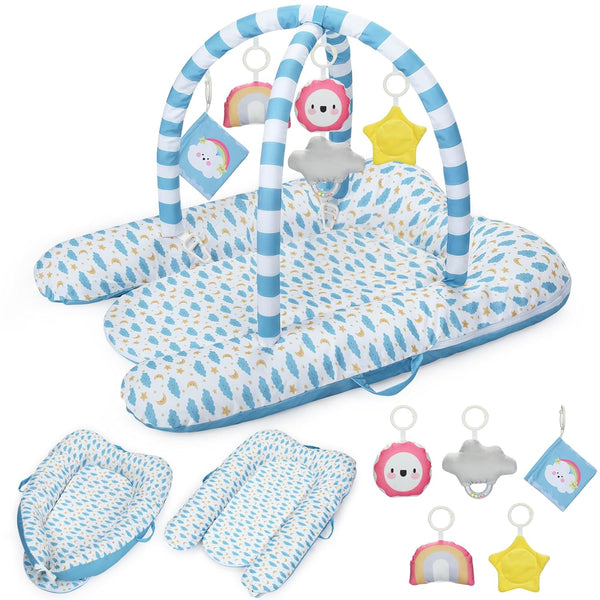 Lanabuna 7-in-1 Baby Play Mat & Activity Gym, 0-12 Months Multi-Use Play Center