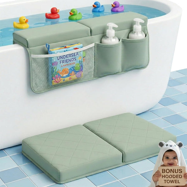 2inch XL Baby Bath Kneeler and Elbow Rest Pad Set + Hooded