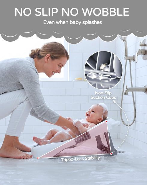ISELECTOR 0-6 Baby Bath Support Foldable Baby Bathtub Bath Tub for Newborn Infant Baby Bath Seat with Non-Slip Suction