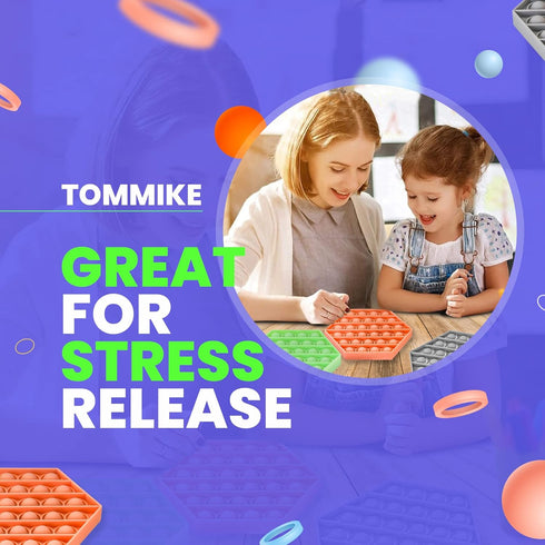 TOMMIKE Hexagon Push Pop Fidget Toy Bubble Sensory for Anxiety & Stress Relief Special Needs Autism Learning Office