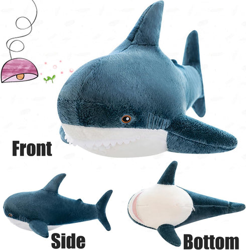 Giant Blue Shark Plush Pillow, Soft Toy Stuffed Animal Pillow for Comfortable Sleeping, 100cm/39.37inch.
