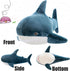 Giant Blue Shark Plush Pillow, Soft Toy Stuffed Animal Pillow for Comfortable Sleeping, 100cm/39.37inch.