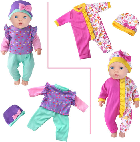 10 Sets 14-18 Inch 17 Inch 43cm UNICORN ELEMENT Baby Doll Clothes for Dolls, Baby Doll Clothes and Headbands Outfits