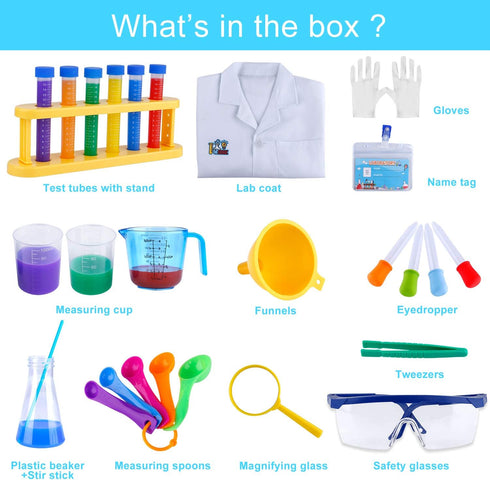 INNOCHEER Kids Science Experiment Kit with Lab Coat, Scientist Costume Dress Up for Boys and Girls Age 6+