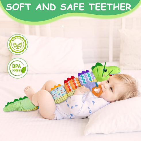 Baby Boy Soft Tummy Time Toy - Multi-Texture Rattle, Crinkle Caterpillar for 0-12 Months, Baby Gift