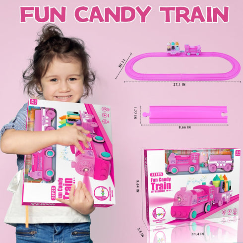 Sets 3D 3-5 Pink Classic Train for Toddlers|Musical Electric Train Toys with DIY Ice Cream Truck Foam Puzzles Party