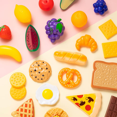 JOYIN 50 Piece Set of Kitchen Toys, Dinnerware, Fruits, Vegetables for Children Educational Learning Toy