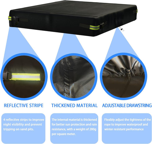 UQUUXSTAR 600D 59" 59" 7.9") Square Sandbox Cover Waterproof Oxford Cloth PVC Coating Rainproof Anti UV Heavy Duty