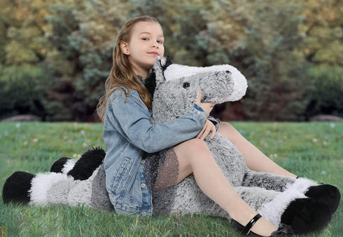 MaoGoLan Large Horse Stuffed Animal - Jumbo 4 Feet Plush Toy, Ridable Pony Pillow for Girls