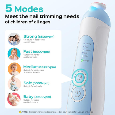 C52 Trimmer 5 6 COSLUS Rechargeable Baby Nail File: Cordless Baby Nail Electric, Baby Nail Clipper with Speeds