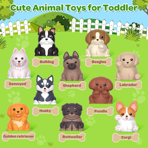 Toddler Toys for 1 2 3 Year Old, 20 Pcs Dog Toys for Kids, Montessori Educational Counting and Matching Toys