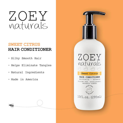 Absolutely Natural Zoey Naturals - Sweet Citrus Hair Conditioner for Kids, Tear-Free, Hypoallergenic, Paraben-Free